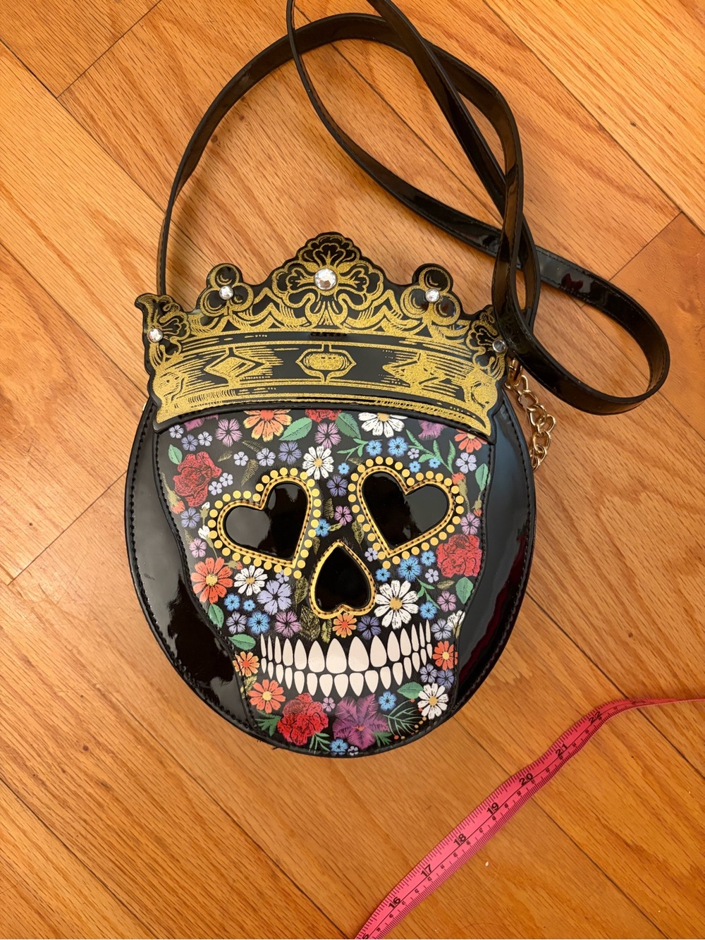 Betsey Johnson Floral Sugar Skull Crossbody Bag Gothic Boho Purse - Picture 4 of 9